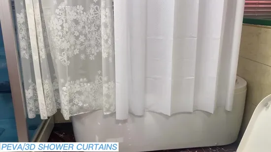 Premium Light Weight Clear Pink Plastic Bathroom Shower Curtain, 3D Custom Printed PVC PEVA Shower Curtain