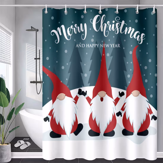 Rideau de douche PEVA imperméable pour salle de bain, avec 12 crochets en plastique